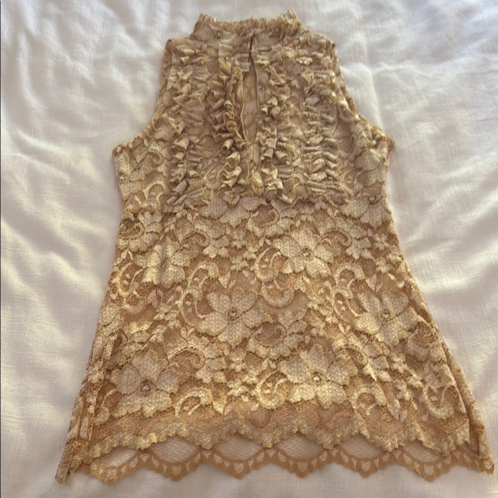 Arden B Gold Lace Sleeveless Top